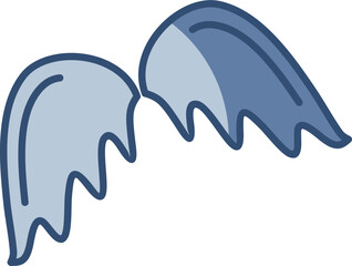 angel wings icon, transparent background. replaceable blue color design