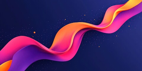 Abstract colorful wave flow on dark background.