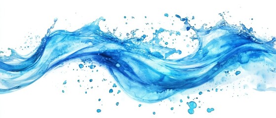 Obraz premium Abstract Watercolor Painting Of Blue Water Waves Splashing.