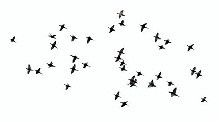 Obraz premium Flock of Birds in Flight Against a Clear Sky, Showcasing Graceful Movement and Natural Beauty of Avian Wildlife