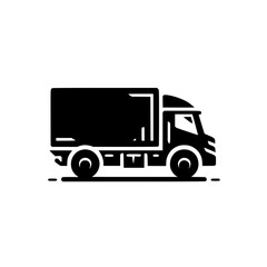 Black and White Illustration of a Delivery Truck, Ideal for Transportation and Logistics Businesses