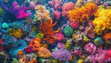Vibrant Underwater Coral Reef Ecosystem: A Kaleidoscope of Colors and Marine Life