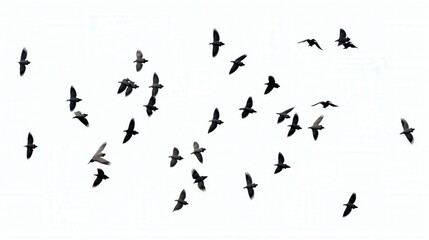 Obraz premium Flock of Birds in Flight during Daylight Against a Clear Background Creating an Aesthetic Scene of Nature and Freedom