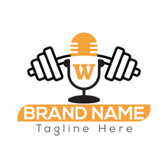 Gym Music fitness logo icon vector template with W logo design