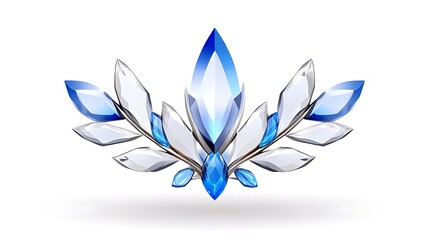 Elegant Blue and Silver Crystal Design Abstract Jewel Luxury Ornament 3D Rendering