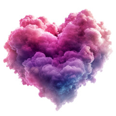 Fototapeta premium A vibrant heart-shaped cloud formation blending shades of pink and purple, creating a dreamy, ethereal appearance.