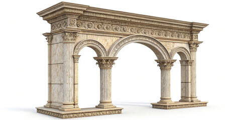 Fototapeta premium Classic Column Arch Isolated on a Neutral Background for Architectural Themes