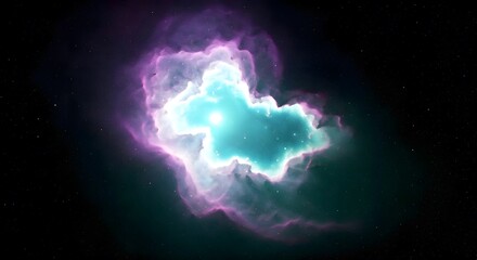 Fototapeta premium A hidden galaxy bathed in dim purple and teal light, shrouded in cosmic dust, Ai Generated