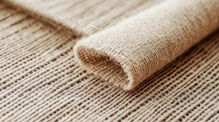 Rolled Beige Fabric Texture Close-up