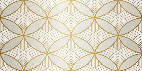 Elegant Gold and White Art Deco Geometric Pattern Design