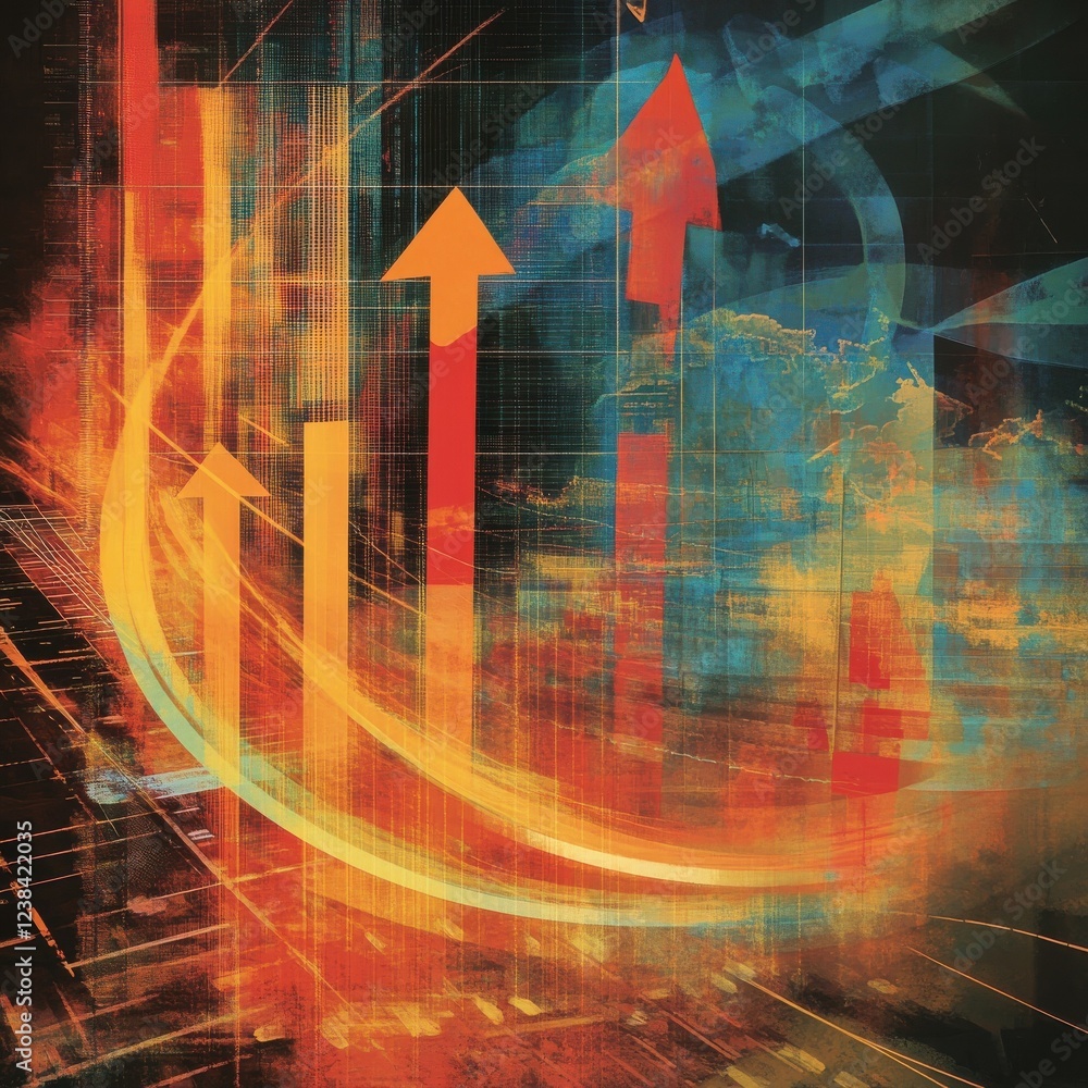 Aufkleber digital composite of arrows and graph