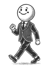 Smiley Face Businessman Walking engraving raster
