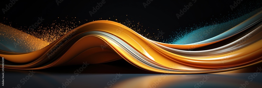 Poster abstract 3d background with flowing curves and dynamic light patterns in warm and cool tones for cre