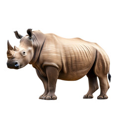 Obraz premium A large, imposing rhino with thick skin, standing firmly on a white surface. Transparent background