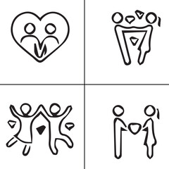 Flirting Day, heart, love, woman, dentist, card, care, valentine, couple, teeth, family vector design icon symbol set 