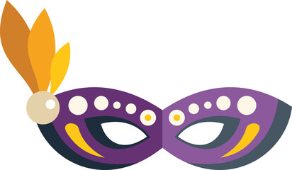 Purple mask with feathers and decorations is ideal for celebrating mardi gras or any other festive occasion