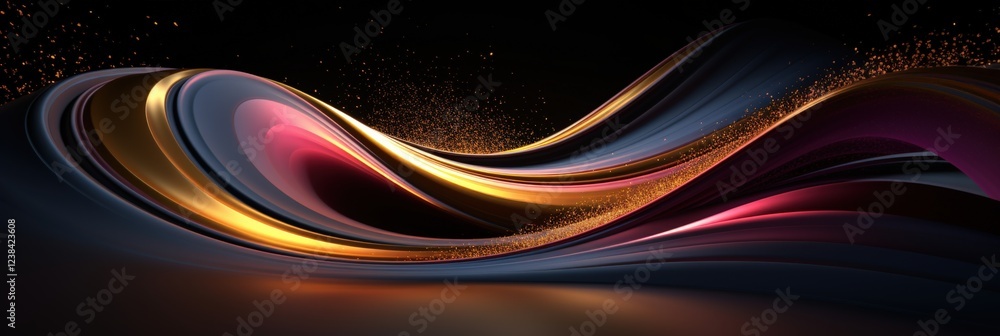 Poster stunning 3d abstract background with colorful waves and sparkles in dark tones for creative projects