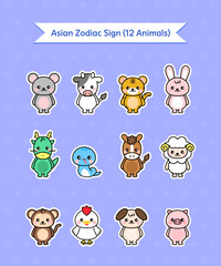 12 Animal Characters Asian Zodiac Signs 