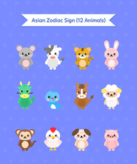 12 Animal Characters Asian Zodiac Signs 