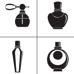 Perfume Day,bottle, toilet, container, metal, milk, drink vector design icon symbol set 