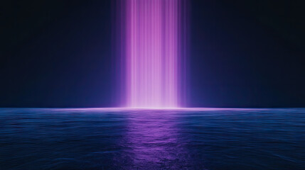 Purple energy beams pierce a dark water surface.