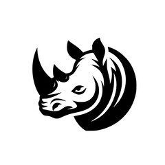 Majestic Rhino Head: A Powerful Black and White Vector Illustration