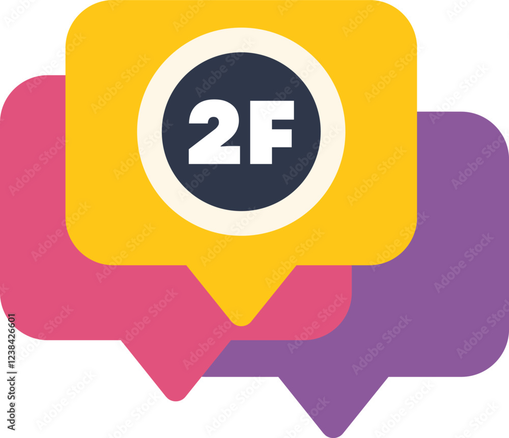 Aufkleber colorful icon showing the second floor is represented by the number two inside a speech bubble