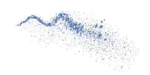 Blue sparks of dust and blue stars shine with special light. Christmas light effect. Blue sparkling particles of magic dust. PNG.