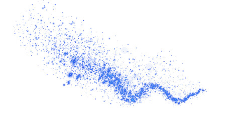 Blue sparks of dust and blue stars shine with special light. Christmas light effect. Blue sparkling particles of magic dust. PNG.