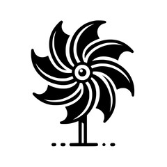 Pinwheel: A Whimsical Black and White Vector Illustration of a Classic Garden Toy. Perfect for adding a touch of nostalgia and childhood fun to your designs.