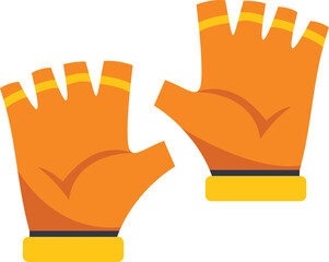 Orange fingerless gloves with yellow details, providing hand protection and grip for various activities