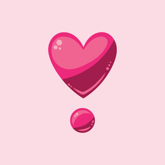 Vector illustration with pink heart on pink background. Cute illustration for Valentine's Day.