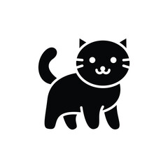 Cat icon silhouette on white background. Linear style sign for mobile concept and web design. Cat symbol logo illustration.