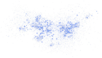 Blue sparks of dust and blue stars shine with special light. Christmas light effect. Blue sparkling particles of magic dust. PNG.