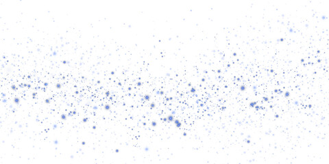 Blue sparks of dust and blue stars shine with special light. Christmas light effect. Blue sparkling particles of magic dust. PNG.
