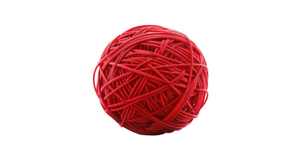 Red yarn ball rotating on transparent background: perfect for creative projects