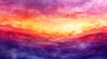 Enchanting Allure: Unraveling the Mystique of an Abstract Watercolor Background of an Orange - Purple Sunset Sky