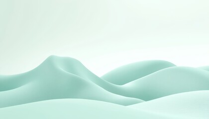 Seamless Pale Mint Green 3D Delicate Wave Pattern, an Elegant Minimalist Monochromatic Background