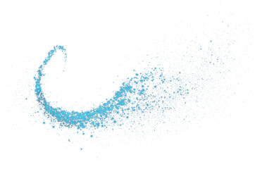 Blue sparks of dust and blue stars shine with special light. Christmas light effect. Blue sparkling particles of magic dust. PNG.