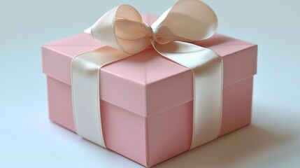 A cute pink gift box with a ribbon, perfect for special occasions and celebrations.