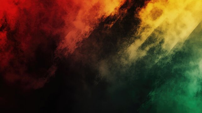 Abstract smoky gradient blending red, yellow, green, and black tones, creating a dynamic textured background symbolizing cultural pride and unity