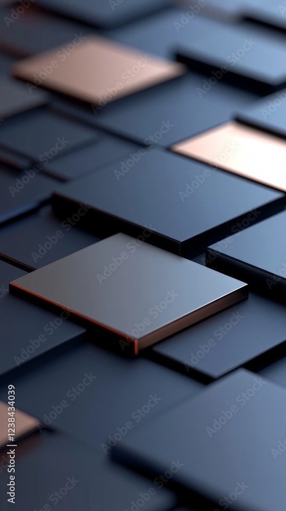 Poster abstract design background featuring a chaotic arrangement of dark and reflective squares for creato