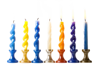 Hanukkah candles, isolated on a white background