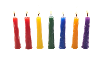 Hanukkah candles, isolated on a white background