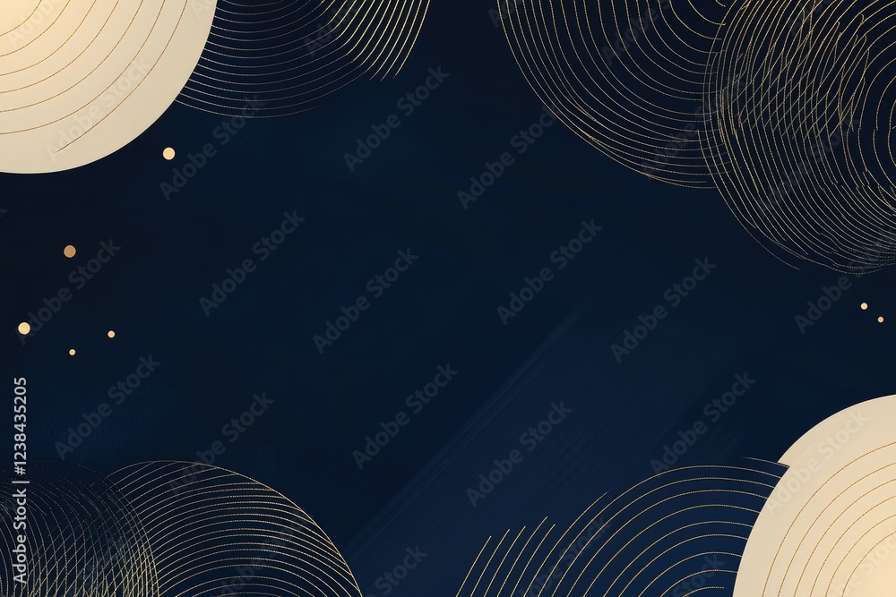 Aufkleber elegant abstract background design with gold accents and circular patterns on dark blue canvas.