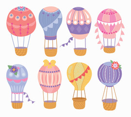 Set of hand drawn balloons. White background, insulator
