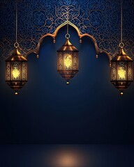 Elegant Islamic Lantern Festive Background Design Ramadan Kareem Celebration.
