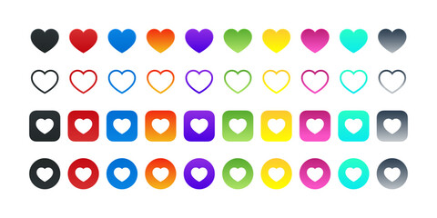 Hearts set icons. Set of hearts of different colors