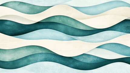   A stunning artwork featuring azure and ivory waves against a gentle lavender backdrop, with a tranquil light blue sky overhead