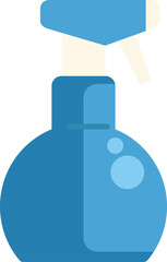 Blue spray bottle dispensing cleaning solution for sanitation purposes